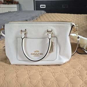 Coach White Satchel with Gold Hardware
